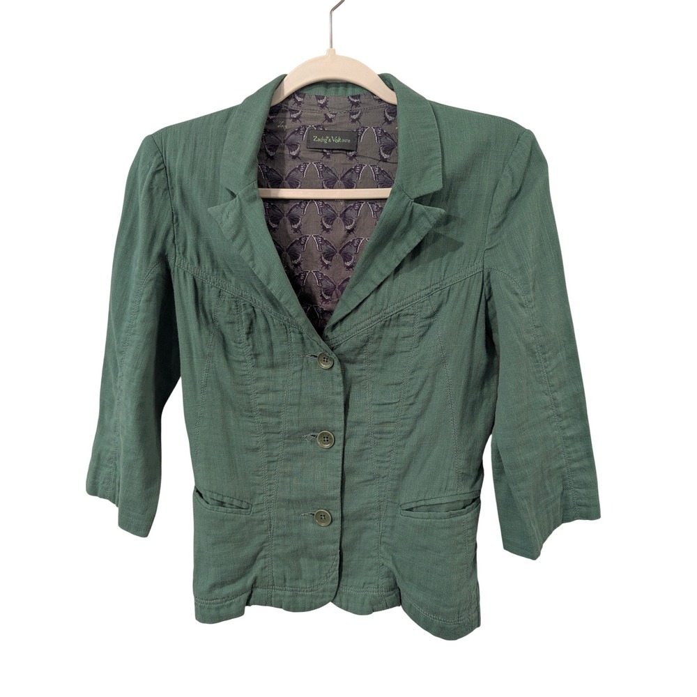 Zadig & Voltaire Blazer Vinyle Green Cotton size XS